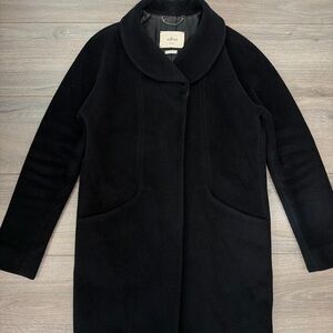 ARITZIA WILFRED Cocoon Black Wool Blend Stand-Collar Coat